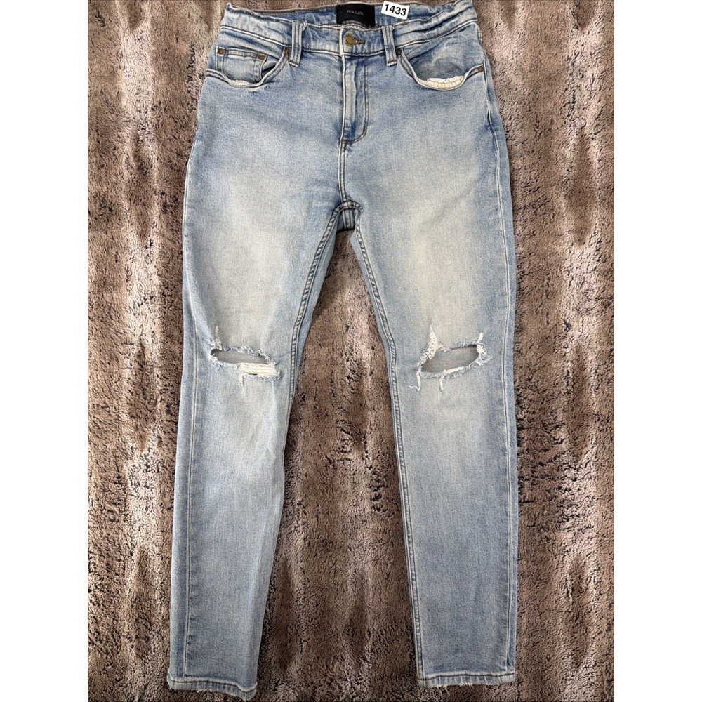 Rolla's Denim Jeans 30x32 Blue Light Wash Tim Slims Slim Fit Distressed